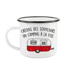 Tasse en émail ''Créons des souvenirs un camping à la fois'' - FQCC