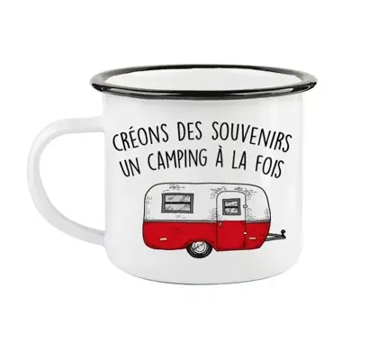 Tasse en émail ''Créons des souvenirs un camping à la fois'' - FQCC