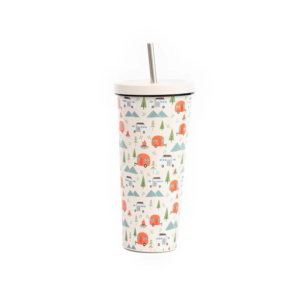 Gobelet isotherme 24 onces en métal avec paille réutilisable - FQCC Gobelet isotherme 24 onces en métal avec paille réutilisable - FQCC