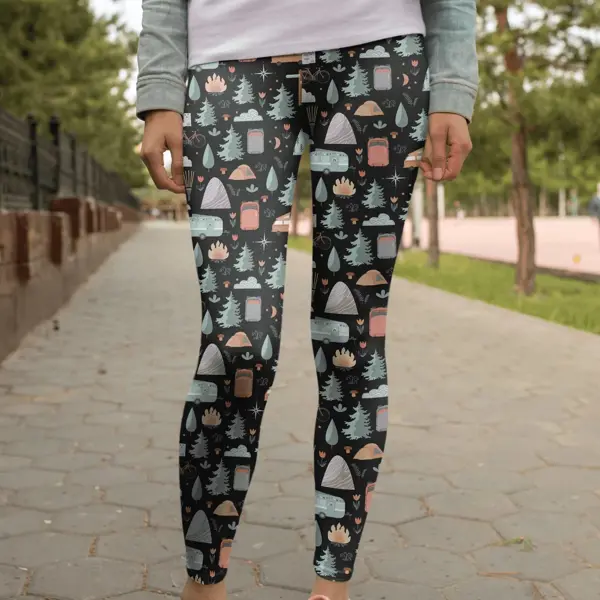 Legging en microfibre ultra doux au motif de roulottes - FQCC Legging en microfibre ultra doux au motif de roulottes - FQCC