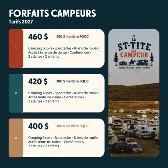 Tarifs - Le St-Tite du campeur