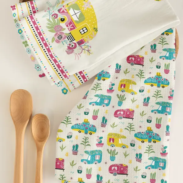 Ensemble de 2 linges à vaisselle microfibre - collection Un air d'été - FQCC