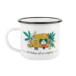 Tasse en émail ''le bonheur est au camping'' (jaune) - FQCC Tasse en émail ''le bonheur est au camping'' (jaune) - FQCC