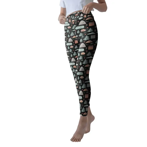 Legging en microfibre ultra doux au motif de roulottes - FQCC Legging en microfibre ultra doux au motif de roulottes - FQCC